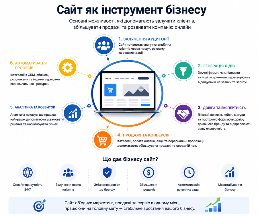 інфографіка що розповідає про переваги сайту для бізнесу
